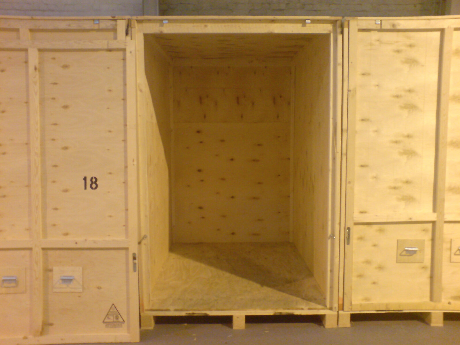 Wooden storage units inside the Stowit facility